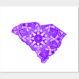 Purple South Carolina State Gift Mandala Yoga SC Art Posters and Art